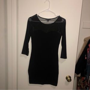Forever 21 Black Sheer Sweetheart Neck Dress